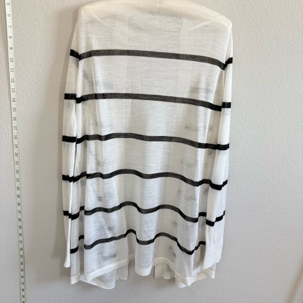 LOFT White Cardigan with Black Stripes XL‎ - Picture 8 of 11
